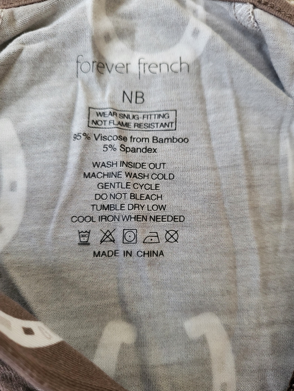 NB Forever French Baby Bamboo Zip Pajamas, Giddy Up Print, Horseshoes - Picture 2 of 3